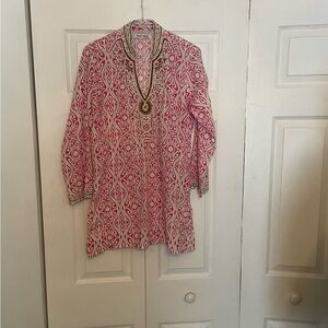 Sweet Lily Beaded Cotton Tunic Size Medium